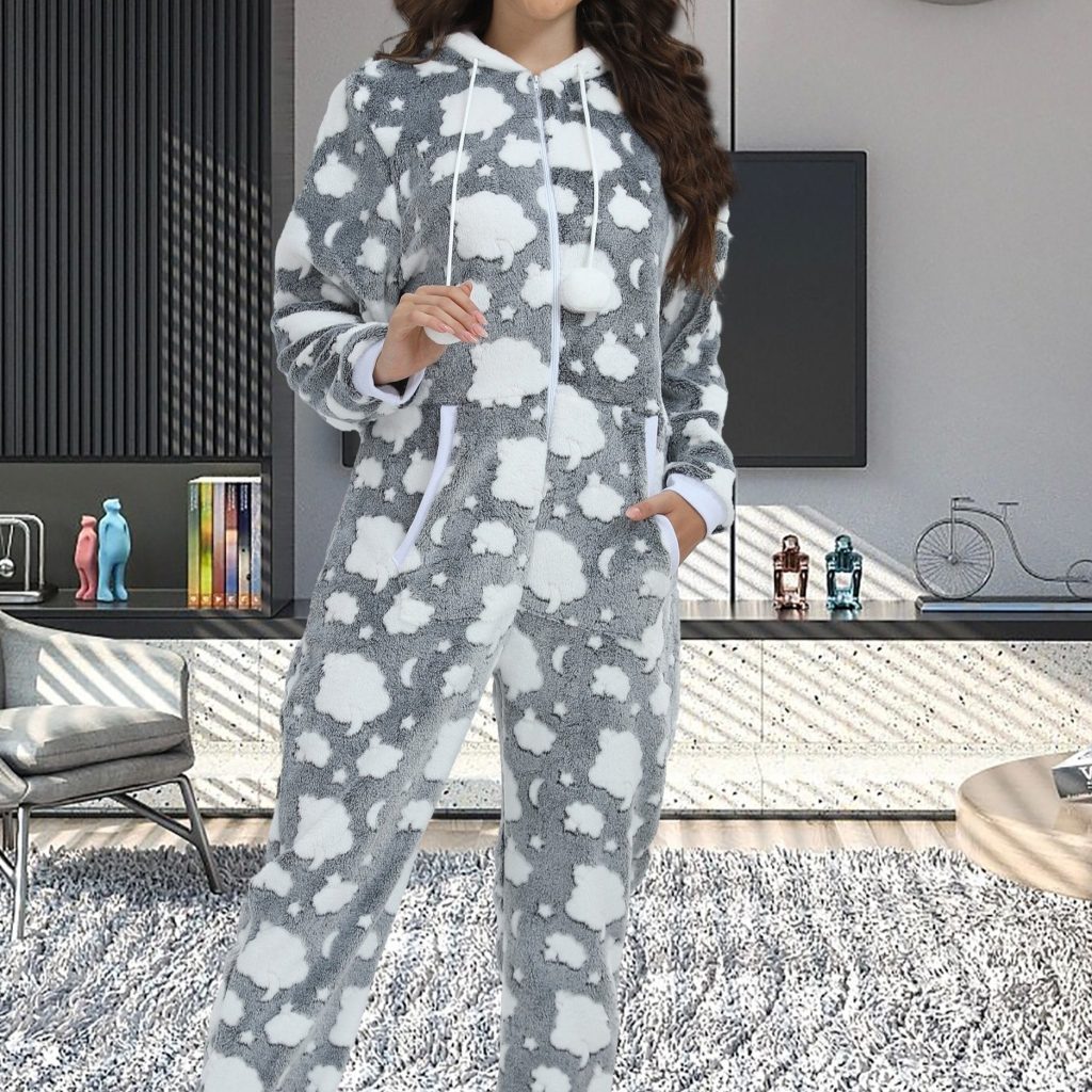 Cartoon Sheep Fuzzy Kigurumi Onesie - Image 3
