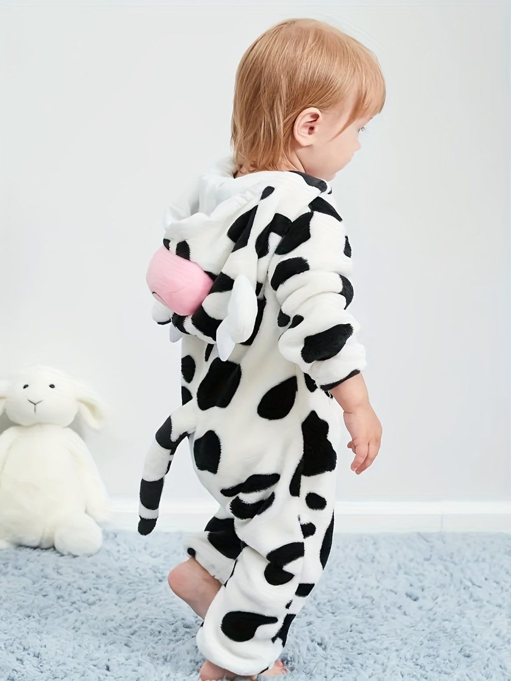 Adorable Cow Pattern Furry Kigurumi Onesie - Image 4