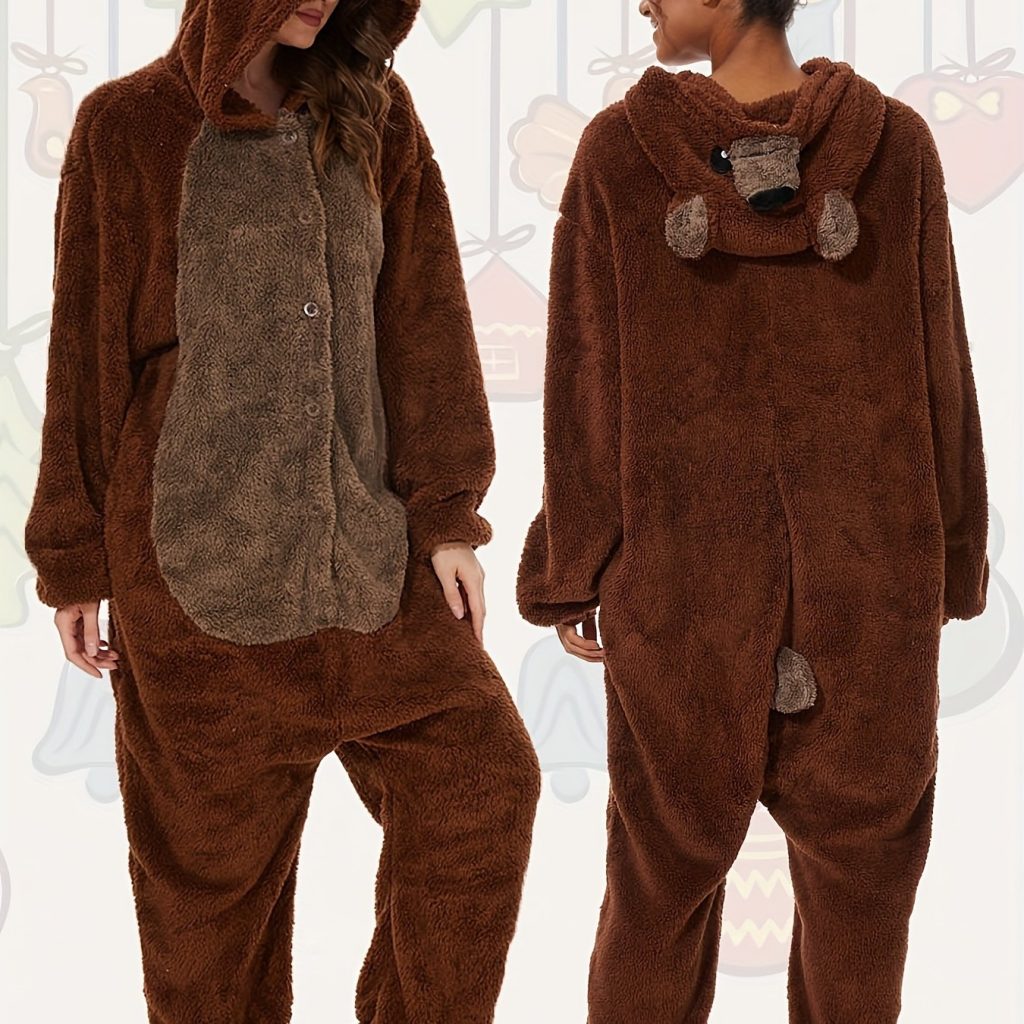 Cute Panda Fuzzy Hooded JKigurumi Onesie - Image 2
