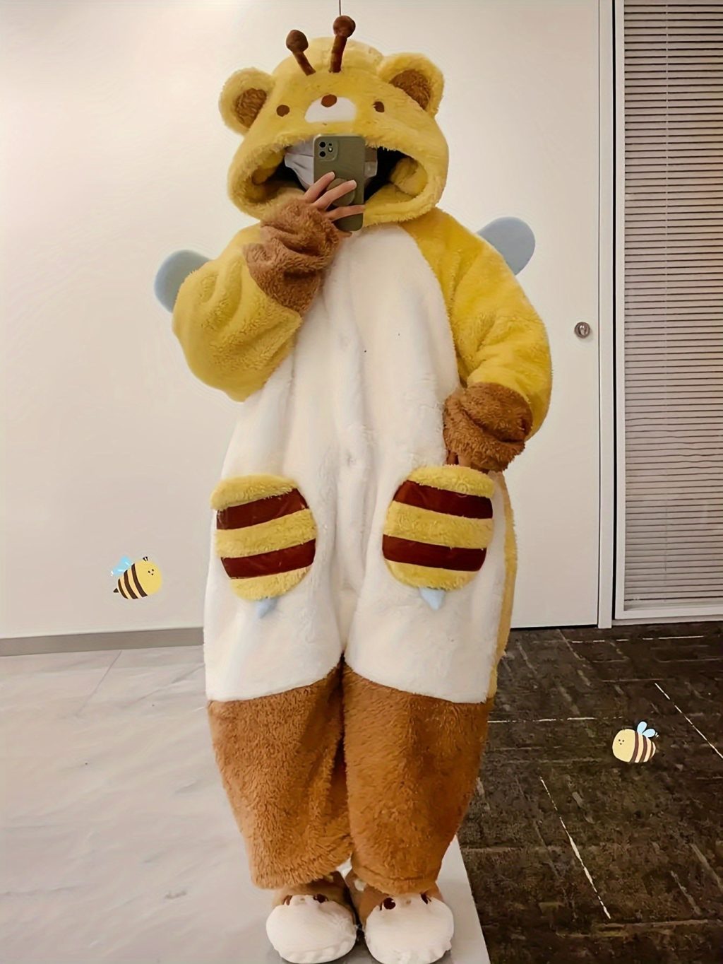 Coral Fleece Bee Onesie Kigurumi Onesie - Image 3