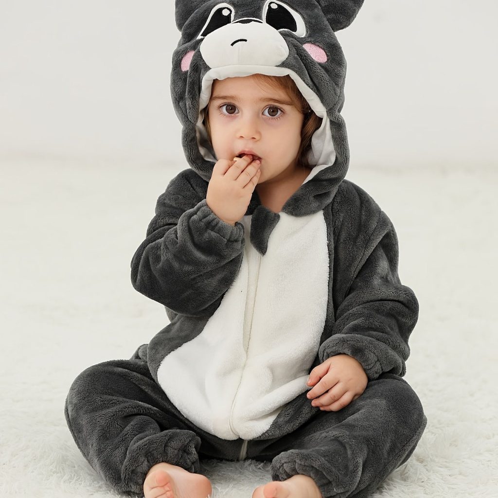 Baby Boys Cute Cartoon Raccoon Kigurumi Onesie - Image 2
